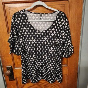 Black and White Geometrical Blouse